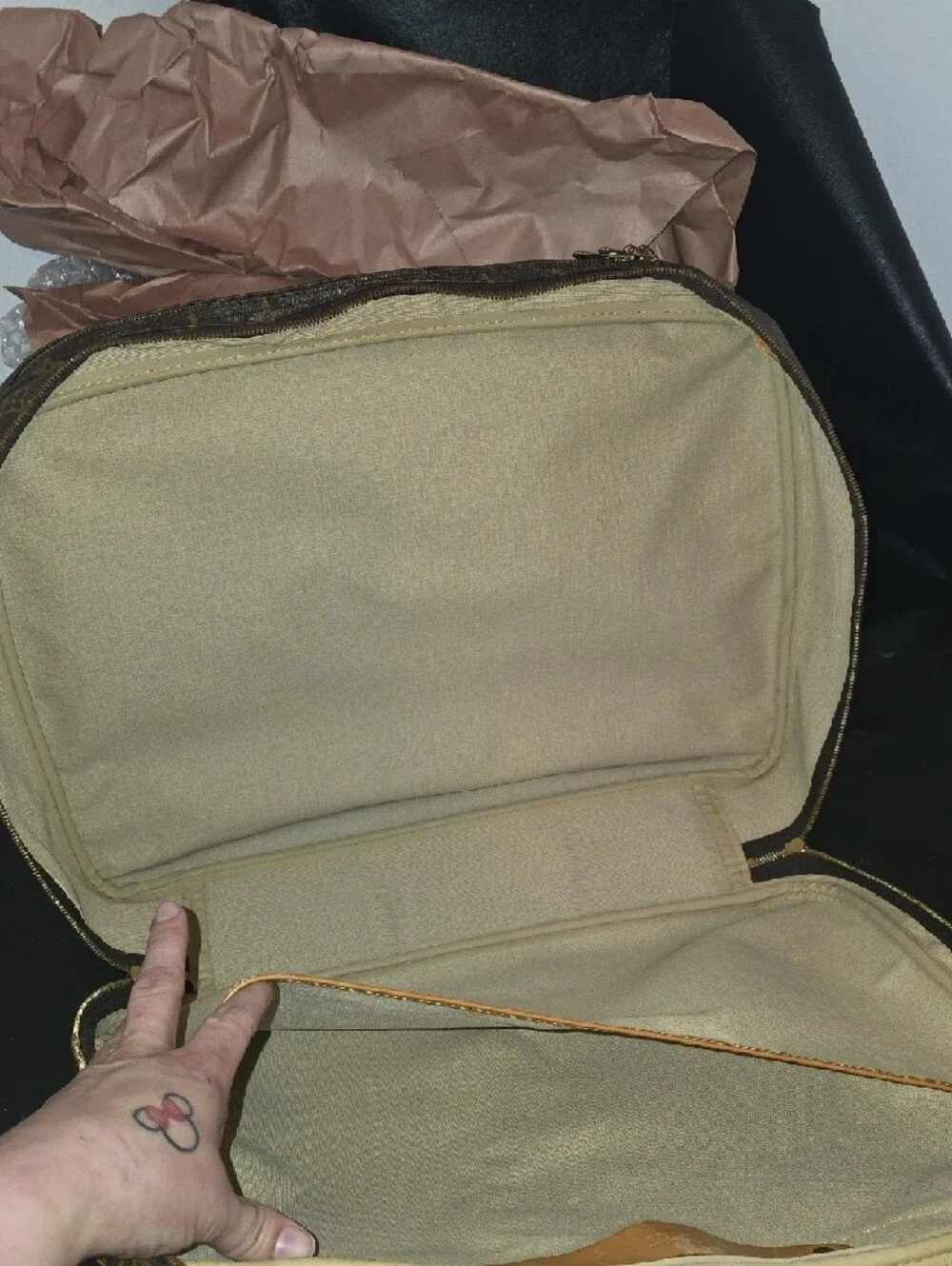 Vintage Louis Vuitton Brown Monogram Canvas Dual Compartment Luggage